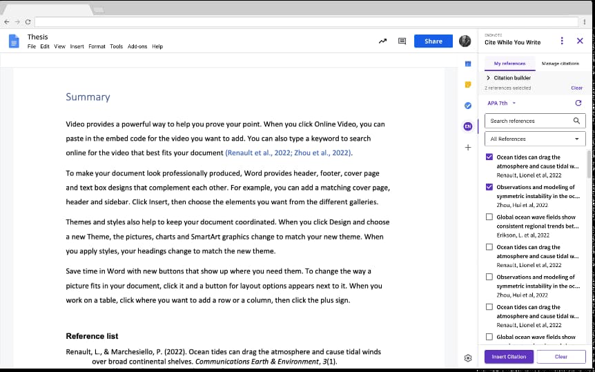 Cite While You WriteがGoogle DocsやWord Onlineで利用可能